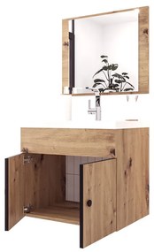Kúpeľňová skrinka pod umývadlo Carman (dub artisan) (so zrkadlom). Vlastná spoľahlivá doprava až k Vám domov. 1042144