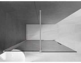 Mexen Velar, sprchová zástena s posuvnými dverami Walk-in 150 x 200 cm, 8mm šedé sklo, brúsená oceľ, 871-150-000-43-97