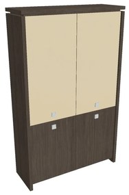 Vysoká skriňa Verno 128 x 46 x 210 cm, kombinované dvere, dub antracit / vanilka