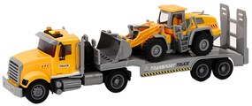 LEAN TOYS Nákladné auto s bagrom Lora, svetlá, zvuky - žltá