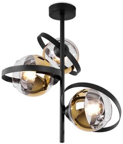 Light Home Stropné svietidlo Asturia Ring, 3x zlaté/transparentné sklenené tienidlo, B