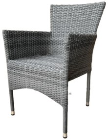 Autronic Záhradná stolička, kov, polyratan, sivá,AZC-S2118 GREY
