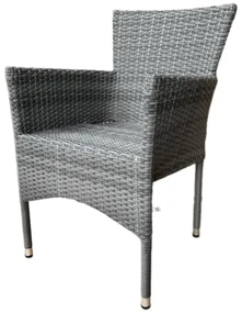 Autronic Záhradná stolička, kov, polyratan, sivá,AZC-S2118 GREY