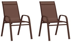 vidaXL Stohovateľné záhradné stoličky 2 ks hnedé textilénová látka