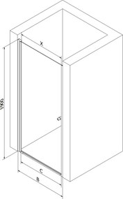 Mexen Pretoria, sprchové dvere do otvoru 70 x 190 cm, 6mm číre sklo, chrómový profil, 852-070-000-01-00-D