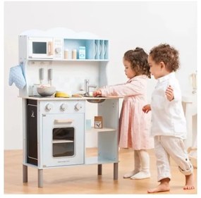 New Classic Toys - Drevená kuchynka s príslušenstvom svetlomodrá