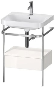 DURAVIT Happy D.2 Plus c-shaped kovový stojací podstavec s nábytkovým umývadlom s otvorom, 1 zásuvka, 575 x 490 x 850 mm, chróm/biela vysoký lesk, HP4840O2222