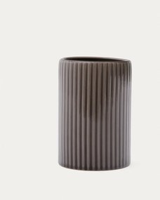 Tmavohnedý keramický téglik na zubné kefky Selime – Kave Home