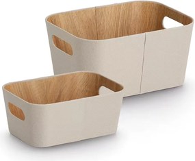 Zeller Present Úložný box s držadlami, FABRIWOOD, béžový, 30,5 x 23 x 15,2 cm