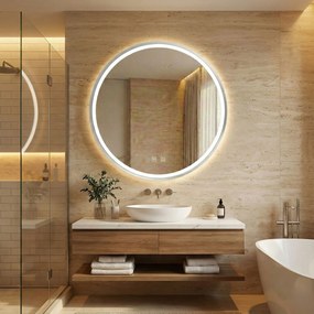 Tutumi Rea, LED kúpeľňové zrkadlo v kovovom ráme 80cm MMJ, brúsená oceľ, HOM-06507
