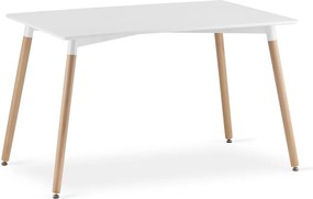 Jedálenský set 1 + 4, biely jedálenský stôl ADRIA 120x80 cm + krémová zamatová stolička LAVA