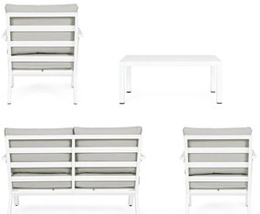 Bielá hliníková záhradná lounge súprava pre 4 Harley – Bizzotto