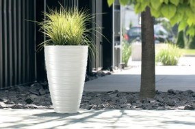 Okrúhly kvetináč s vložkou MAZE šedý kameň