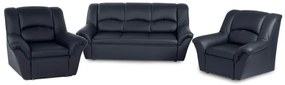 Kožená sedacia súprava DUBAJ LUX 3+1+1, tm. modrá (K-58)