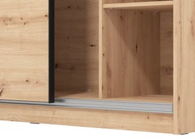 Šatníková skriňa s posuvnými dverami a zrkadlom Catalina 220 - dub artisan