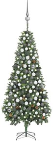 Umelý vianočný stromček s LED, súpravou gulí a šiškami 210 cm 3077894