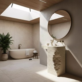 Rea Travena Square, voľne stojace umývadlo 400×400×840 mm, béžová-ecru, REA-U3534