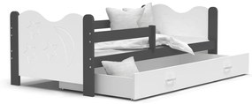 Detská posteľ MIKOLAJ P1 COLOR + matrac + rošt ZADARMO, 160x80, sivá/biela