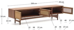 Hnedý TV stolík v dekore orecha 200x50 cm Elan – Kave Home