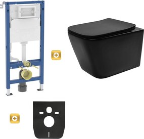 Závesný set GEBERIT Duofix Basic+ WC misa Erga Mery+ 51x36 cm + WC sedadlo, čierna, GEBERIT-MERY-TO2-BK-SET