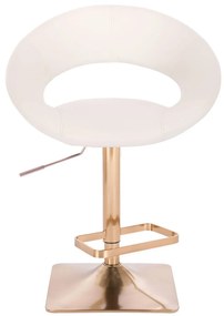 LuxuryForm Barová stolička NAPOLI na zlatej hranatej podstave - biela