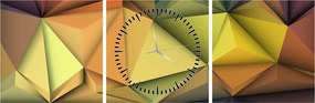 Obraz - Polygonálna 3D abstrakcia (s hodinami) (90x30 cm)