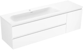 Mexen Orio, kúpeľňová skrinka 160 cm s umývadlom Vela vľavo, 2S, 1D, biela matná, 91A13-16047-3-BBFFFF01-W23L01