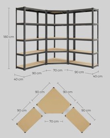 Policový regál 90x90x180 cm GLR070B03