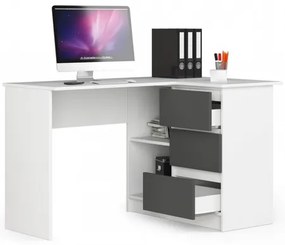 Počítačový stôl B16 pravá - biela/grafit