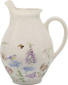 Krémový antik keramický džbán s kvetmi Papillon Blossom - 12*19 cm