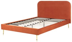 Zamatová posteľ 160 x 200 cm oranžová FLAYAT Beliani