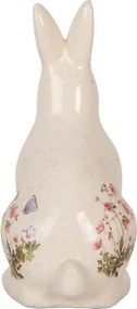 Keramická dekorácia králik s lúčnymi kvetmi Flowers of Love M - 13*10*21 cm