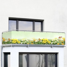 Žlto-zelená plastová balkónová zástena 500x85 cm Butterfly - Maximex