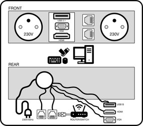 Rokovací stôl PRIMO SQUARE, 180x80 cm, breza + stolová zásuvka TYP VI, strieborná