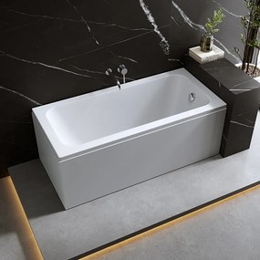 BPS-koupelny Akrylátová obdĺžniková vaňa s krycím panelom HYD-NIL160 160x70 cm biela, odtokový komplet chróm