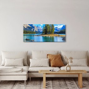 Obraz - Horská krajina s riekou (120x50 cm)