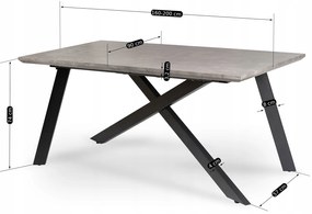JAKS Rozkladací stôl Hamilton 160-200 cm sivý betón