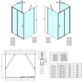 Polysan Polysan, EASY LINE sprchový kout tri steny 1000x700mm, L/P varianta, číre sklo, EL1015EL3115EL3115