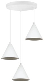 Závesné svietidlo Soho, 3x biele kovové tienidlo, (fi 14cm), o