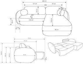 Rohová rozkladacia sedačka Olio - krémová Strana: Pravá