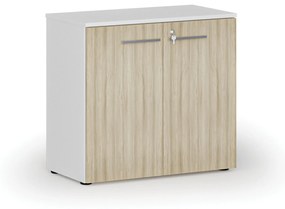 Kancelárska skriňa s dverami PRIMO WHITE, 740 x 800 x 420 mm, biela/dub prírodná