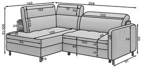 Svetlohnedá zamatová rozkladacia/s úložným priestorom rohová pohovka (pravý roh/do L) Barea – ELTAP