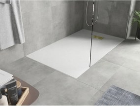 Mexen Hugo, obdĺžniková sprchová vanička SMC 140 x 80 cm, biela, zlatá krytka, 42108014-G