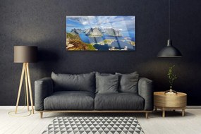 Skleneny obraz Hory more záliv krajina 120x60 cm