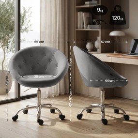 Pracovná stolička London zamat - sivá