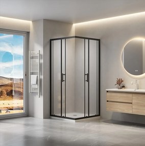 Erga Tucson, sprchový kút s posuvnými dverami 110(dvere) x 130(dvere) x 190 cm, 6mm číre sklo, čierny profil, ERG-S02-TUCSON-D110D130-CL-BK