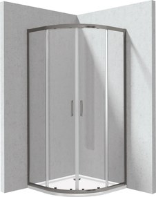 Deante Štvrťkruhový sprchovací kút Funkia Evo 90x90 cm - KYPPD099P, titán mat + sprchová vanička biela