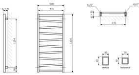 Sapho - Kúpeľňový radiátor ZIG 490 W/230 V 50 x 133 cm biely
