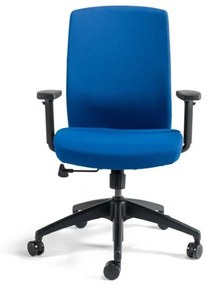 Kancelárska otočná stolička J2 Eco — látka, čierna / modrá S podhlavníkom