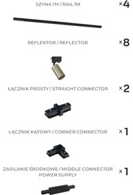 Zuma Line 3582 - Bodové svietidlo do lištového systému TUBE 8xGU10/35W/230V čierne/zlaté